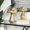 image:imageDeco 79 Glass Mushroom Handmade Decorative Sculpture Glossy Weathered Home Decor Statues Set of 2 Accent Figurines 12 10H ChampagneSilver