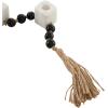 image:imageDeco 79 Marble Decorative Candle Holder Garland Candle Stand with Brown Tassel and Black Beads Candlestick Holder 45 x 2 x 2 White