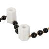 image:imageDeco 79 Marble Decorative Candle Holder Garland Candle Stand with Brown Tassel and Black Beads Candlestick Holder 46 x 2 x 2 White