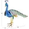 image:imageDeco 79 Metal Peacock Decorative Garden Sculpture Garden Statue with Gold Legs and Teal Wings Outdoor Sculpture 38 x 15 x 22 Blue
