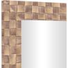 image:imageDeco 79 Wooden Room Wall Mirror Entryway Mirror with Checkered Pattern Frame Wall Mounted Mirror 24 x 1 x 36 Brown