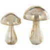 image:imageDeco 79 Glass Mushroom Handmade Decorative Sculpture Glossy Weathered Home Decor Statues Set of 2 Accent Figurines 12 10H ChampagneSilver