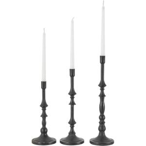 image:imageDeco 79 Metal Decorative Candle Holder Turned Style Candle Stand Set of 3 Candlestick Holder 16 13 11 H BlackBlack