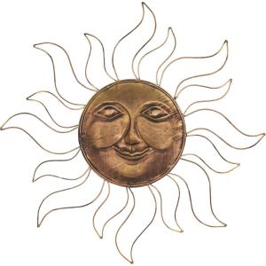 image:imageDeco 79 Metal Sun Indoor Outdoor Wall Decor with Wire Frame 30 x 1 x 30 TealCopper