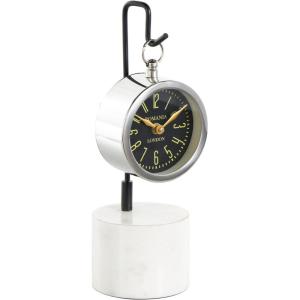 image:imageDeco 79 Stainless Steel Metal Suspended Clock with Black and White Stand 5 x 4 x 13 Silver4 x 4 x 12