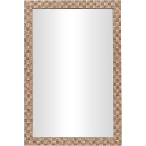 image:imageDeco 79 Wooden Room Wall Mirror Entryway Mirror with Checkered Pattern Frame Wall Mounted Mirror 24 x 1 x 36 Brown
