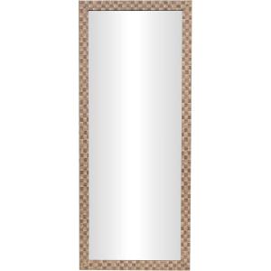 image:imageDeco 79 Wooden Room Wall Mirror Entryway Mirror with Checkered Pattern Frame Wall Mounted Mirror 25 x 1 x 58 Brown