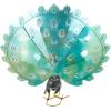image:imageDeco 79 Metal Peacock Decorative Garden Sculpture Garden Statue with Gold Legs and Teal Wings Outdoor Sculpture 38 x 11 x 33 Blue