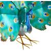 image:imageDeco 79 Metal Peacock Decorative Garden Sculpture Garden Statue with Gold Legs and Teal Wings Outdoor Sculpture 38 x 11 x 33 Blue