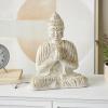 image:imageDeco 79 Paper Mache Buddha Handmade Decorative Sculpture Carved Home Decor Statue with Brown Distressing Accent Figurine 13 x 6 x 16 Cream