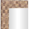 image:imageDeco 79 Wooden Room Wall Mirror Entryway Mirror with Checkered Pattern Frame Wall Mounted Mirror 22 x 1 x 28 Brown