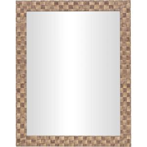 image:imageDeco 79 Wooden Room Wall Mirror Entryway Mirror with Checkered Pattern Frame Wall Mounted Mirror 22 x 1 x 28 Brown