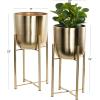 image:imageCosmoLiving by Cosmopolitan Metal Indoor Outdoor Planter Dome Large Planter Pot with Removable Stand Set of 2 Planters 20 22H WhiteGold