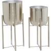 image:imageCosmoLiving by Cosmopolitan Metal Indoor Outdoor Planter Dome Large Planter Pot with Removable Stand Set of 2 Planters 20 22H WhiteSilver