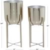 image:imageCosmoLiving by Cosmopolitan Metal Indoor Outdoor Planter Dome Large Planter Pot with Removable Stand Set of 2 Planters 20 22H WhiteSilver