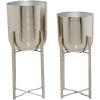 image:imageCosmoLiving by Cosmopolitan Metal Indoor Outdoor Planter Dome Large Planter Pot with Removable Stand Set of 2 Planters 20 22H WhiteSilver Coat