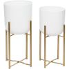 image:imageCosmoLiving by Cosmopolitan Metal Indoor Outdoor Planter Dome Large Planter Pot with Removable Stand Set of 2 Planters 20 22H WhiteWhite