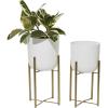 image:imageCosmoLiving by Cosmopolitan Metal Indoor Outdoor Planter Dome Large Planter Pot with Removable Stand Set of 2 Planters 20 22H WhiteWhite