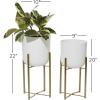 image:imageCosmoLiving by Cosmopolitan Metal Indoor Outdoor Planter Dome Large Planter Pot with Removable Stand Set of 2 Planters 20 22H WhiteWhite