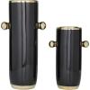 image:imageDeco 79 Ceramic Face Decorative Vase Abstract Centerpiece Vases with Gold Details Set of 2 Flower Vases for Home Decoration 16 11H BlackBlack