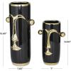 image:imageDeco 79 Ceramic Face Decorative Vase Abstract Centerpiece Vases with Gold Details Set of 2 Flower Vases for Home Decoration 16 11H BlackBlack