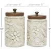 image:imageDeco 79 Ceramic Handmade Living Room Decorative Jars Intricately Carved Decorative Container with Wood Lids Set of 2 Jar with Lid 9 10H White
