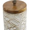 image:imageDeco 79 Ceramic Handmade Living Room Decorative Jars Intricately Carved Decorative Container with Wood Lids Set of 2 Jar with Lid 9 10H White