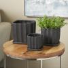 image:imageDeco 79 Ceramic Indoor Outdoor Planter Patterned Small Planter Pot with Attached Saucer Set of 3 Planters 1085 H WhiteBlack