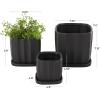 image:imageDeco 79 Ceramic Indoor Outdoor Planter Patterned Small Planter Pot with Attached Saucer Set of 3 Planters 1085 H WhiteBlack