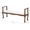 image:imageDeco 79 Fabric Home Bench Arm Entryway Bench with Brown Traditional Wood Turned Legs Bedroom Bench 55 x 16 x 27 Cream