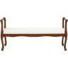 image:imageDeco 79 Fabric Home Bench Arm Entryway Bench with Brown Traditional Wood Turned Legs Bedroom Bench 55 x 16 x 27 Cream