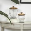 image:imageDeco 79 Glass Living Room Decorative Jars Beaded Decorative Container with Wood Lids Set of 2 Jar with Lid 8 7H ClearClear