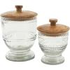 image:imageDeco 79 Glass Living Room Decorative Jars Beaded Decorative Container with Wood Lids Set of 2 Jar with Lid 8 7H ClearClear