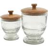 image:imageDeco 79 Glass Living Room Decorative Jars Beaded Decorative Container with Wood Lids Set of 2 Jar with Lid 8 7H ClearClear