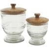 image:imageDeco 79 Glass Living Room Decorative Jars Beaded Decorative Container with Wood Lids Set of 2 Jar with Lid 8 7H ClearClear