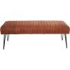 image:imageDeco 79 Leather Home Bench Upholstered Entryway Bench with Linear Tufted Panels and Black Metal Hairpin Legs Bedroom Bench 47 x 17 x 18 BrownBrown