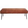 image:imageDeco 79 Leather Home Bench Upholstered Entryway Bench with Linear Tufted Panels and Black Metal Hairpin Legs Bedroom Bench 47 x 17 x 18 BrownBrown