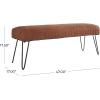 image:imageDeco 79 Leather Home Bench Upholstered Entryway Bench with Linear Tufted Panels and Black Metal Hairpin Legs Bedroom Bench 47 x 17 x 18 BrownBrown