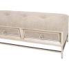 image:imageDeco 79 Linen Fabric Room Storage Bench Upholstered 2 Drawer Entryway Bench with Tufted Seat and Ring Handles Bench 43 x 16 x 19 BeigeBeige