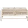 image:imageDeco 79 Linen Fabric Room Storage Bench Upholstered 2 Drawer Entryway Bench with Tufted Seat and Ring Handles Bench 43 x 16 x 19 BeigeBeige