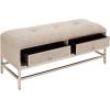 image:imageDeco 79 Linen Fabric Room Storage Bench Upholstered 2 Drawer Entryway Bench with Tufted Seat and Ring Handles Bench 43 x 16 x 19 BeigeBeige