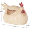 image:imageDeco 79 Magnesium Oxide Rooster Decorative Garden Sculpture Sitting Garden Statue with Brown and Red Accents Outdoor Sculpture 14 x 7 x 10 Cream