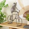 image:imageDeco 79 Metal Frog Decorative Garden Sculpture On Bicycle Garden Statue with Gold Accents Outdoor Sculpture 23 x 6 x 17 CopperCopper