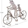 image:imageDeco 79 Metal Frog Decorative Garden Sculpture On Bicycle Garden Statue with Gold Accents Outdoor Sculpture 23 x 6 x 17 CopperCopper