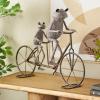 image:imageDeco 79 Metal Frog Decorative Garden Sculpture On Bicycle Garden Statue with Gold Accents Outdoor Sculpture 23 x 6 x 17 CopperCopper