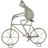 image:imageDeco 79 Metal Frog Decorative Garden Sculpture On Bicycle Garden Statue with Gold Accents Outdoor Sculpture 23 x 6 x 17 CopperGreen