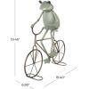 image:imageDeco 79 Metal Frog Decorative Garden Sculpture On Bicycle Garden Statue with Gold Accents Outdoor Sculpture 23 x 6 x 17 CopperGreen