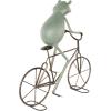 image:imageDeco 79 Metal Frog Decorative Garden Sculpture On Bicycle Garden Statue with Gold Accents Outdoor Sculpture 23 x 6 x 17 CopperGreen