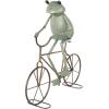 image:imageDeco 79 Metal Frog Decorative Garden Sculpture On Bicycle Garden Statue with Gold Accents Outdoor Sculpture 23 x 6 x 17 CopperGreen