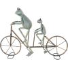 image:imageDeco 79 Metal Frog Decorative Garden Sculpture On Bicycle Garden Statue with Gold Accents Outdoor Sculpture 23 x 6 x 17 CopperGreen